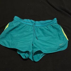 Nike Women's Athletic Shorts - Teal and Yellow